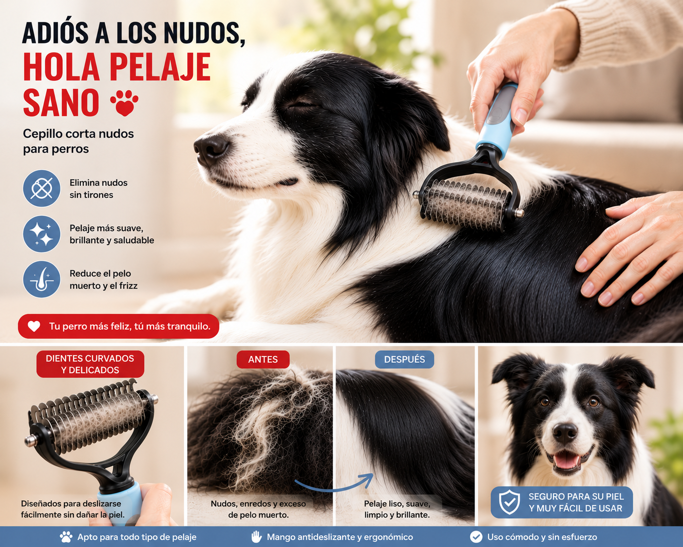 🐶 Cepillo Corta Nudos de pelo para perros